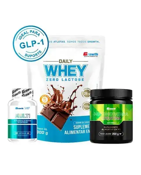 Kit Proteína Zero Lactose - Daily Whey Zero Lactose (800g) + Creatina Monohidratada (250g) + Multivitamínico (60caps)