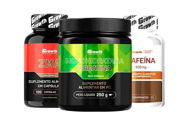 Kit Iniciantes: Cafeína 200mg 120 comp, ZMA 120 caps e Creatina Monohidratada 250g