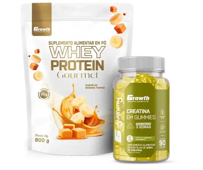 Kit Whey Gourmet Banana Toffee 800g + Creatina G-Gummy